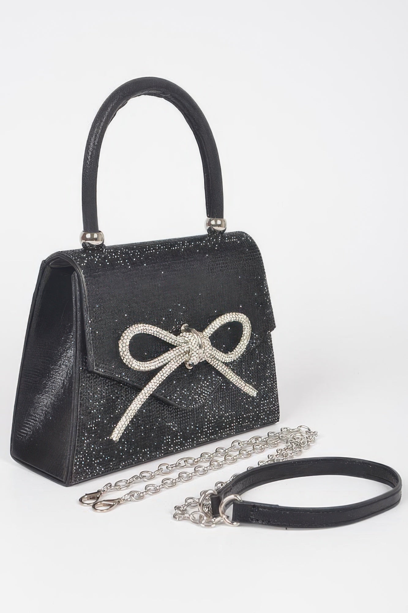 Rhinestone Ribbon Top Handle Bag - LODIMAE FASHION 