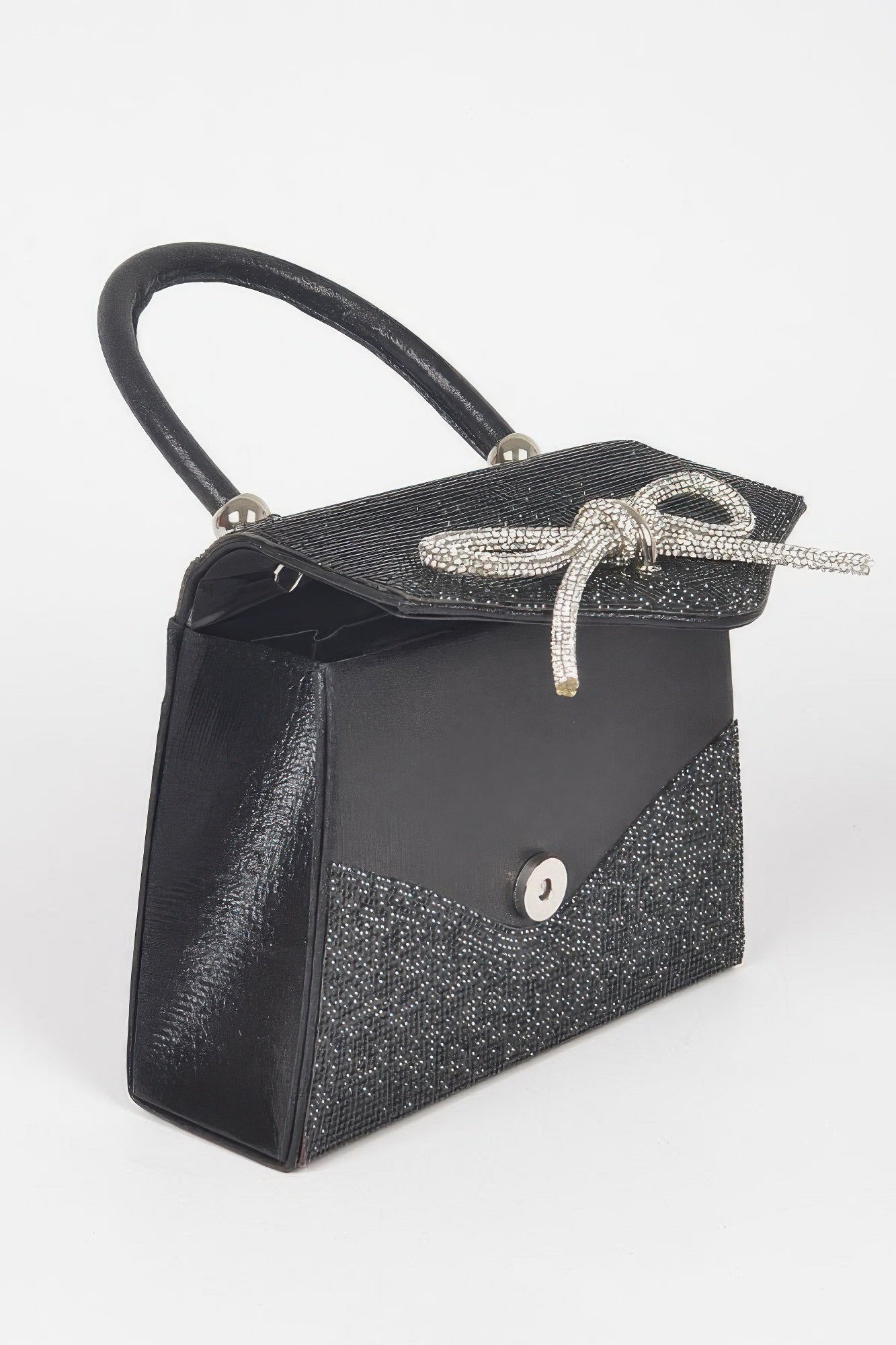 Rhinestone Ribbon Top Handle Bag - LODIMAE FASHION 