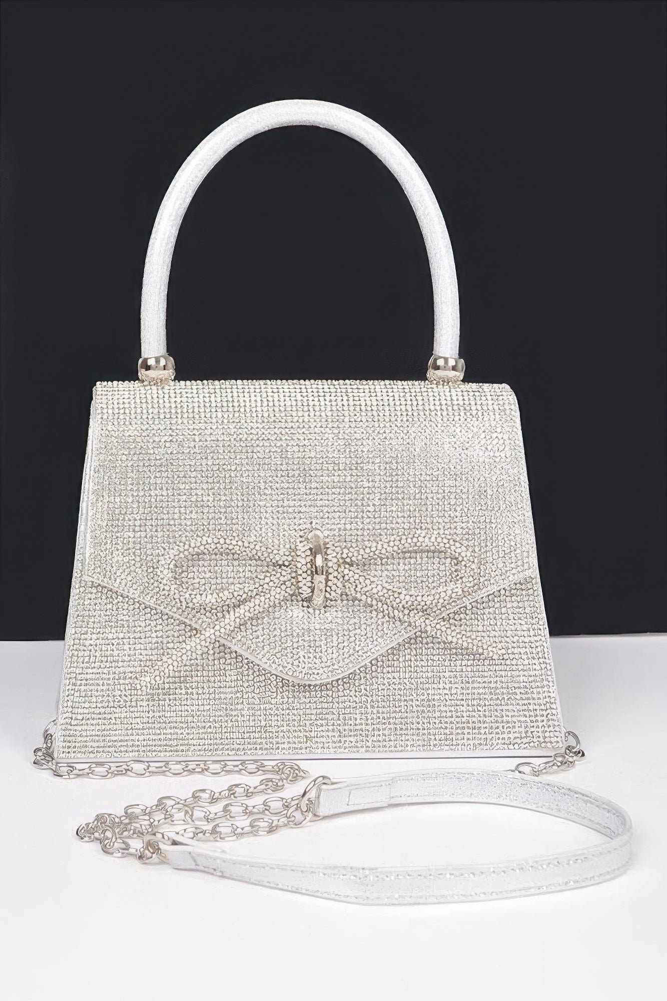 Rhinestone Ribbon Top Handle Bag - LODIMAE FASHION 