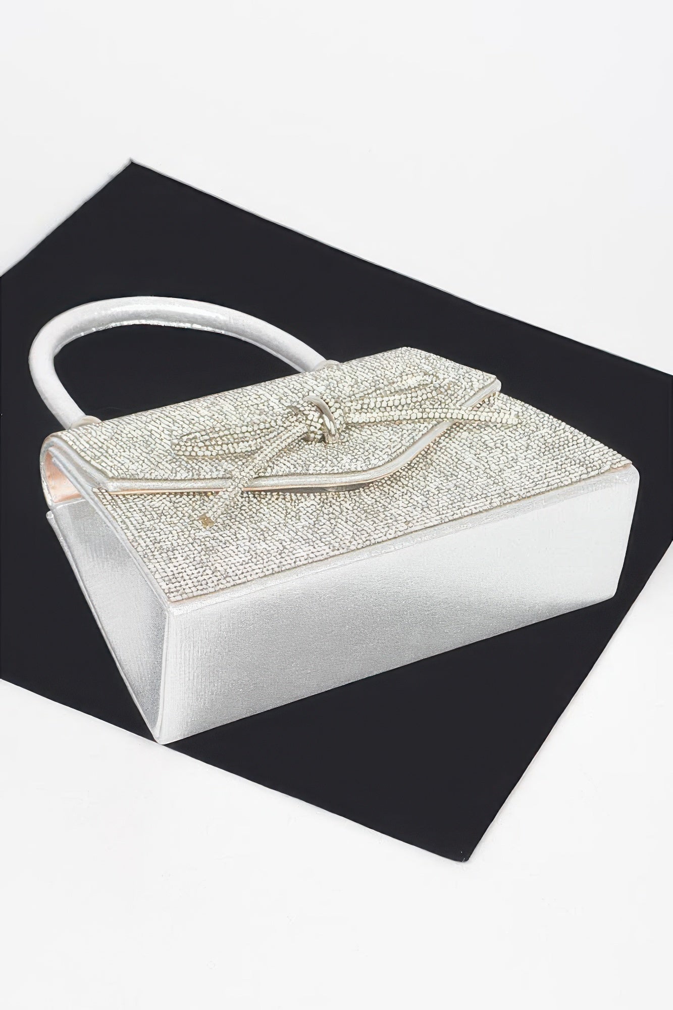 Rhinestone Ribbon Top Handle Bag - LODIMAE FASHION 