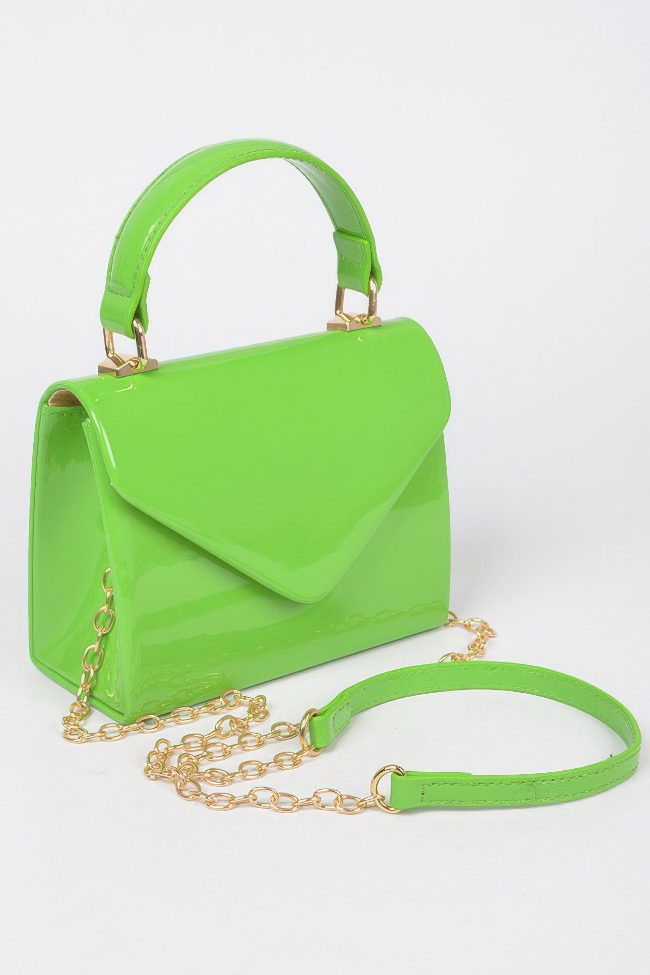 Enamel Faux Leather Top Handle Bag - LODIMAE FASHION 