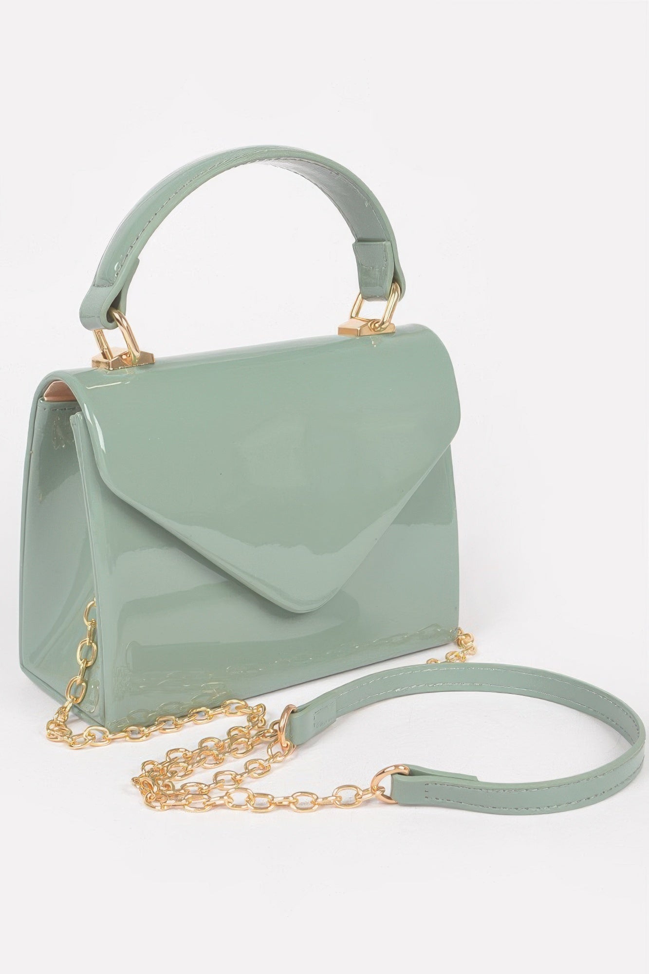 Enamel Faux Leather Top Handle Bag - LODIMAE FASHION 