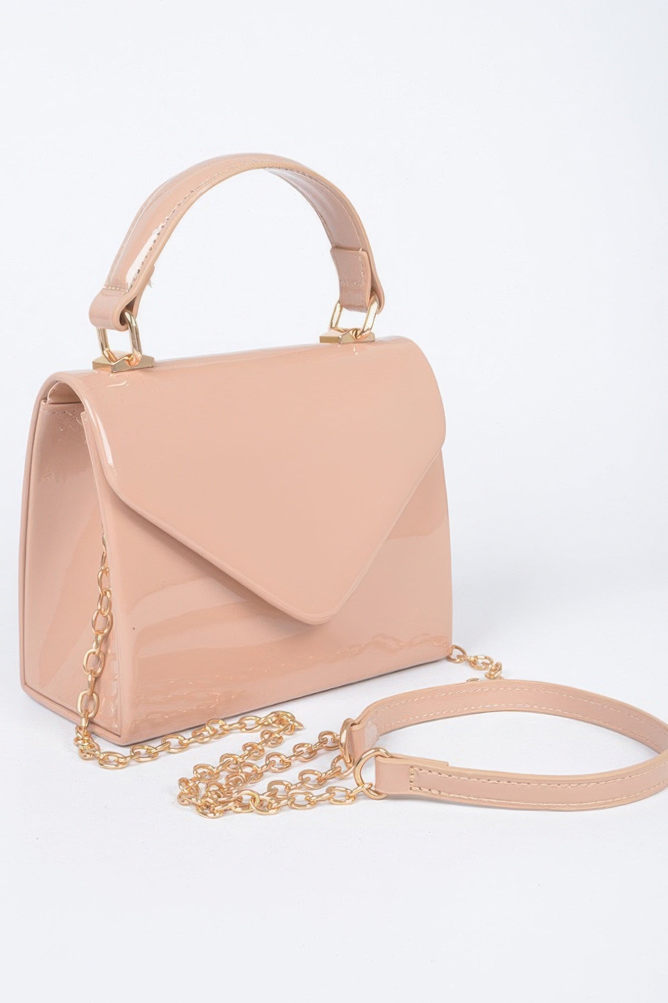 Enamel Faux Leather Top Handle Bag - LODIMAE FASHION 