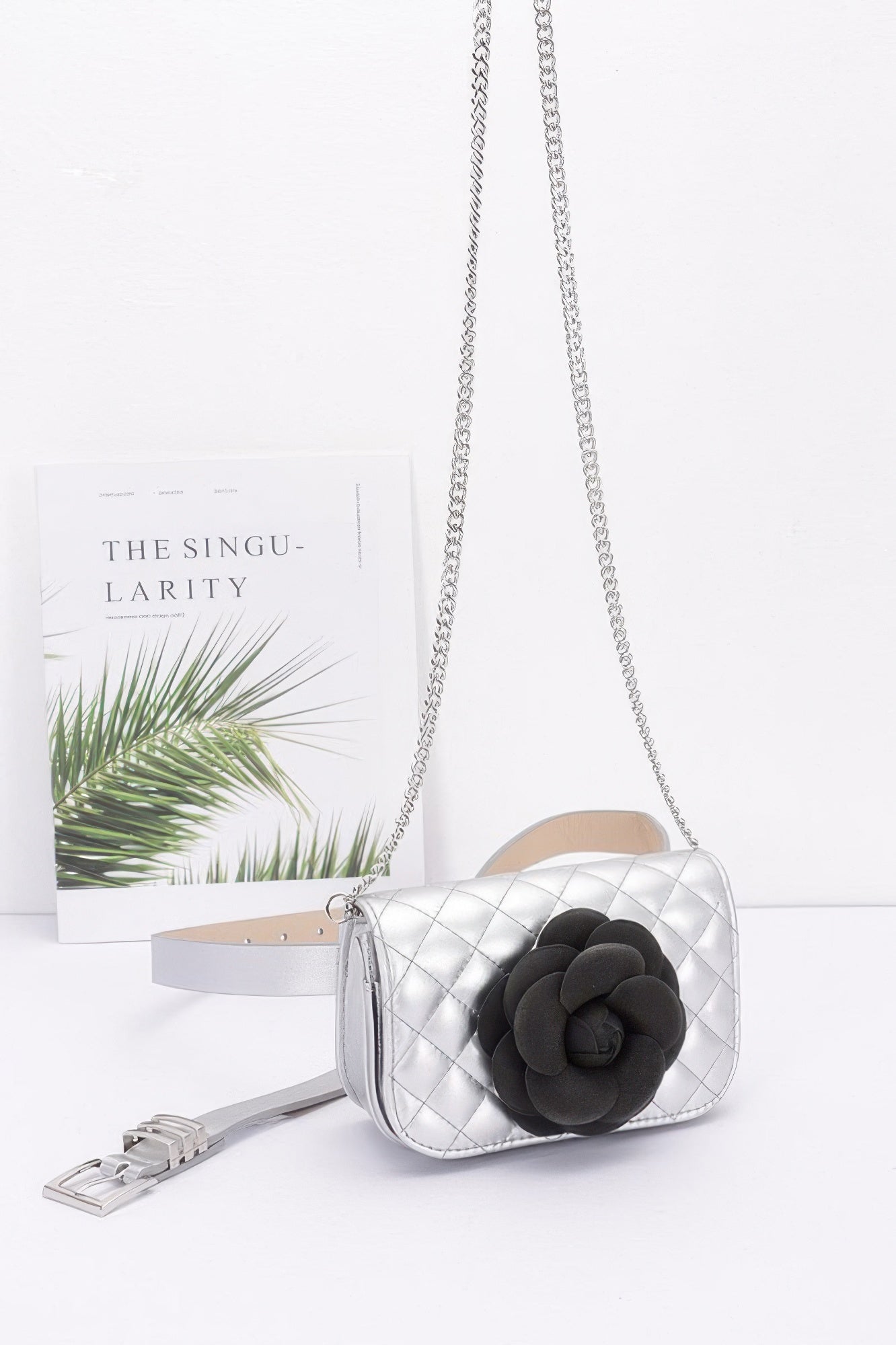 Faux Leather Quilted Flower Beltbag Shoulder Chain - LODIMAE FASHION 