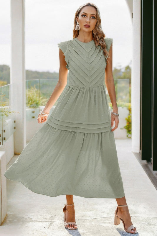 Ruffle Solid Willow Smocked Maxi Dress - LODIMAE FASHION 
