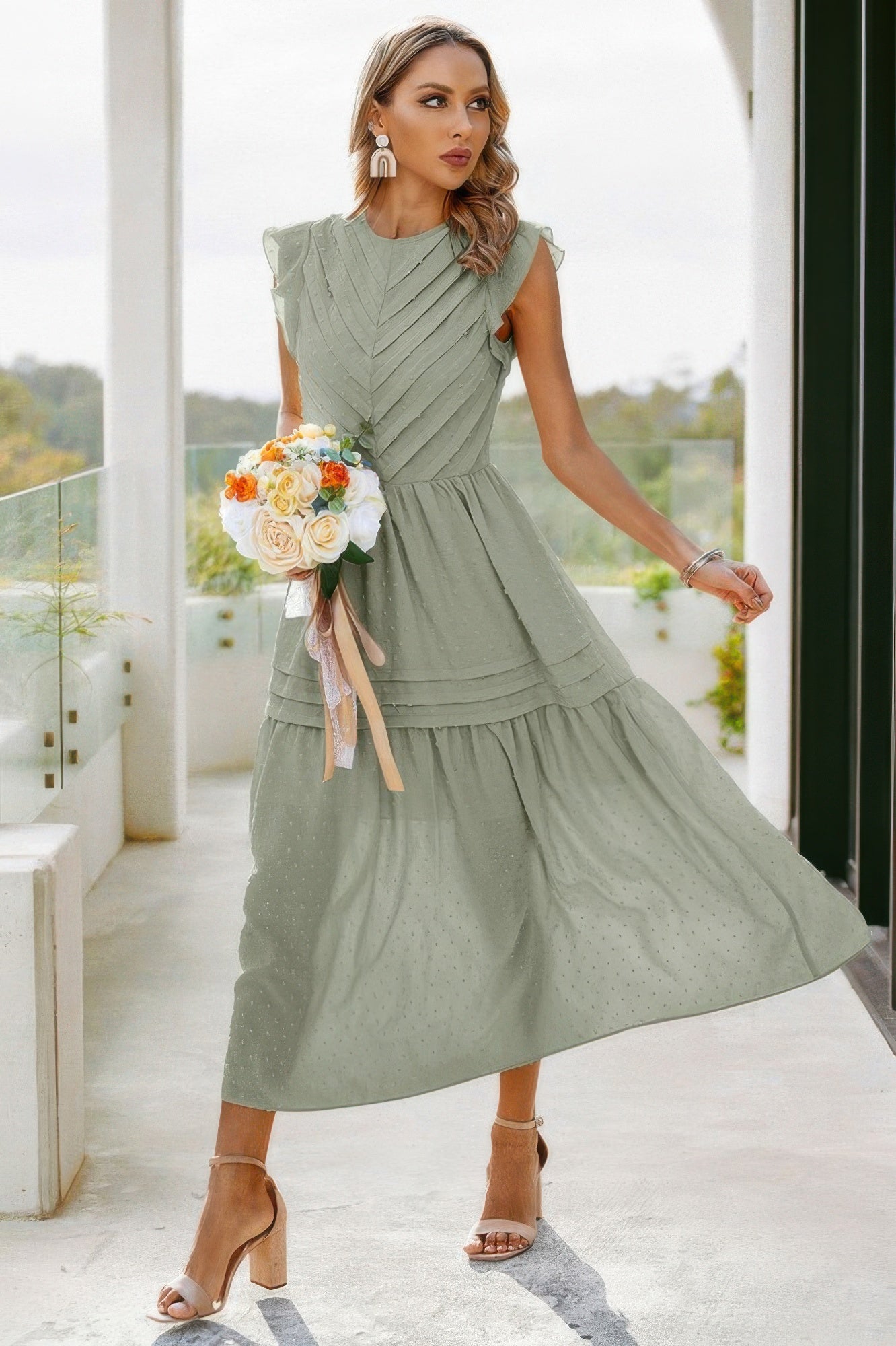 Ruffle Solid Willow Smocked Maxi Dress - LODIMAE FASHION 