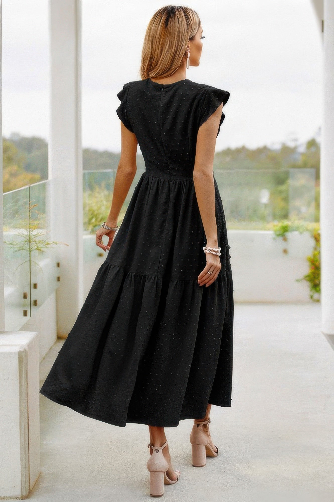 Ruffle Solid Willow Smocked Maxi Dress - LODIMAE FASHION 