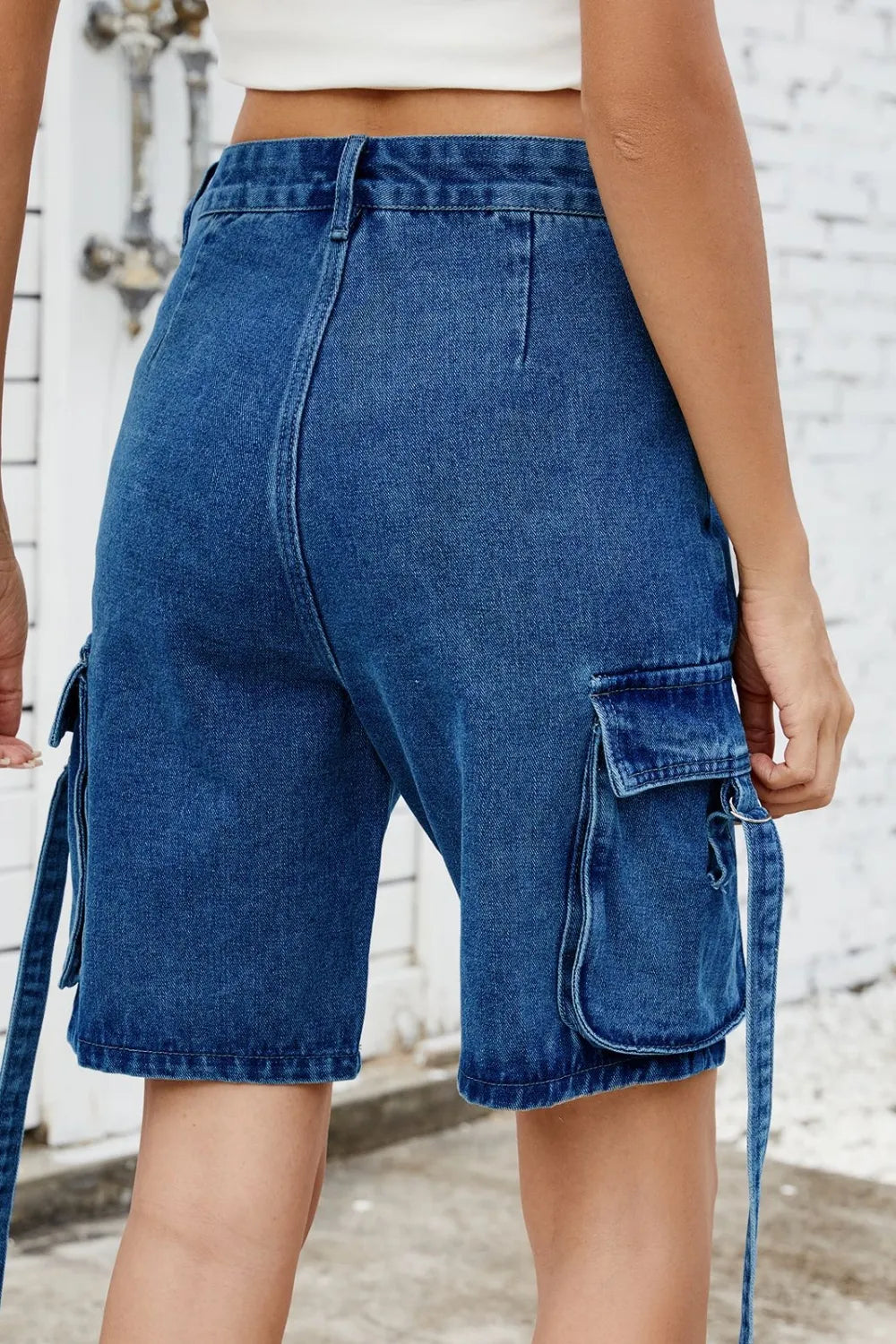 Washed Cargo Denim Shorts - LODIMAE FASHION 