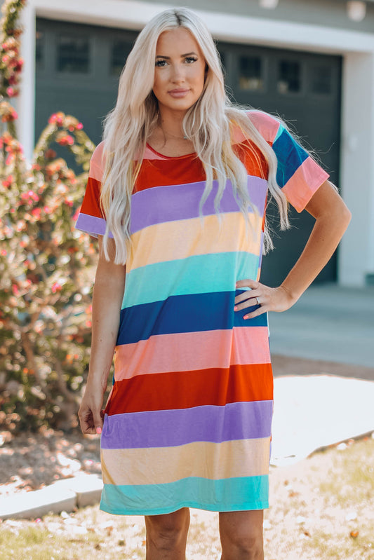 Women Color Block Side Slit Mini Dress - LODIMAE FASHION 