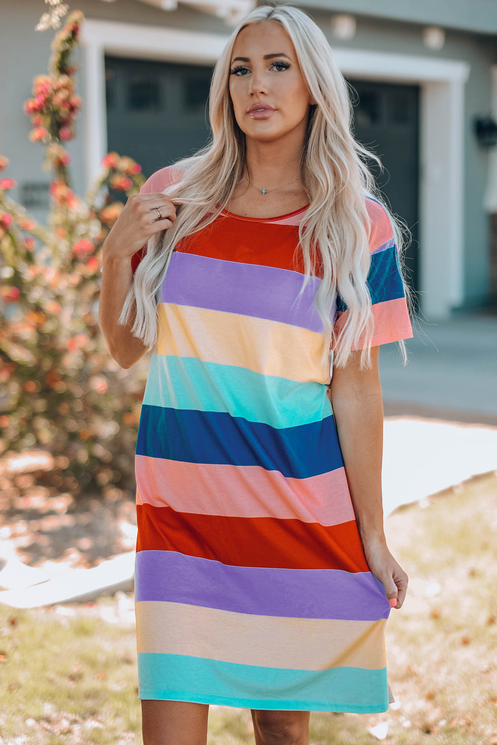 Women Color Block Side Slit Mini Dress - LODIMAE FASHION 