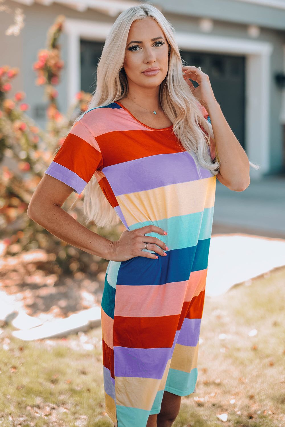 Women Color Block Side Slit Mini Dress - LODIMAE FASHION 