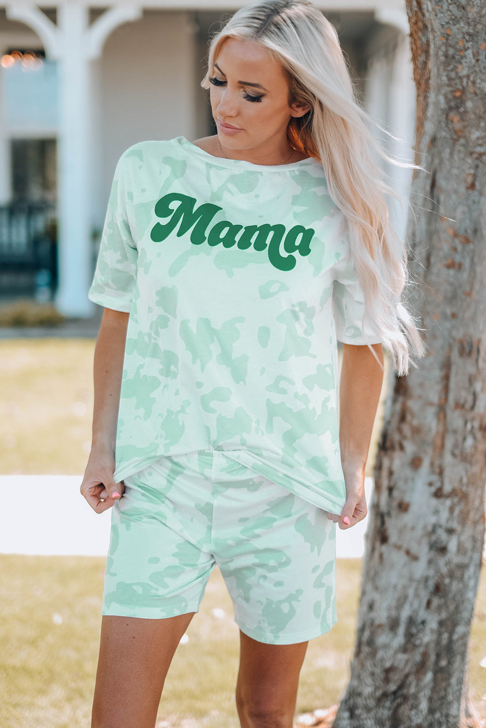 Women Printed Letter Graphic Lounge Set - LODIMAE FASHION 