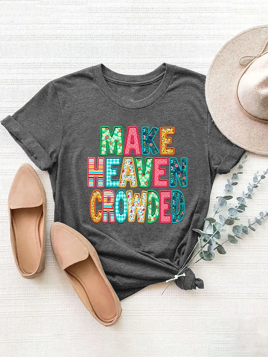 Women’s Letter Print T-Shirt – Casual Short Sleeve Tee - LODIMAE FASHION 