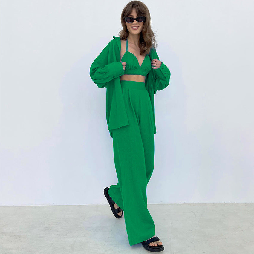 Women's Loose Long Sleeve Long Three-Piece Set - LODIMAE FASHION 