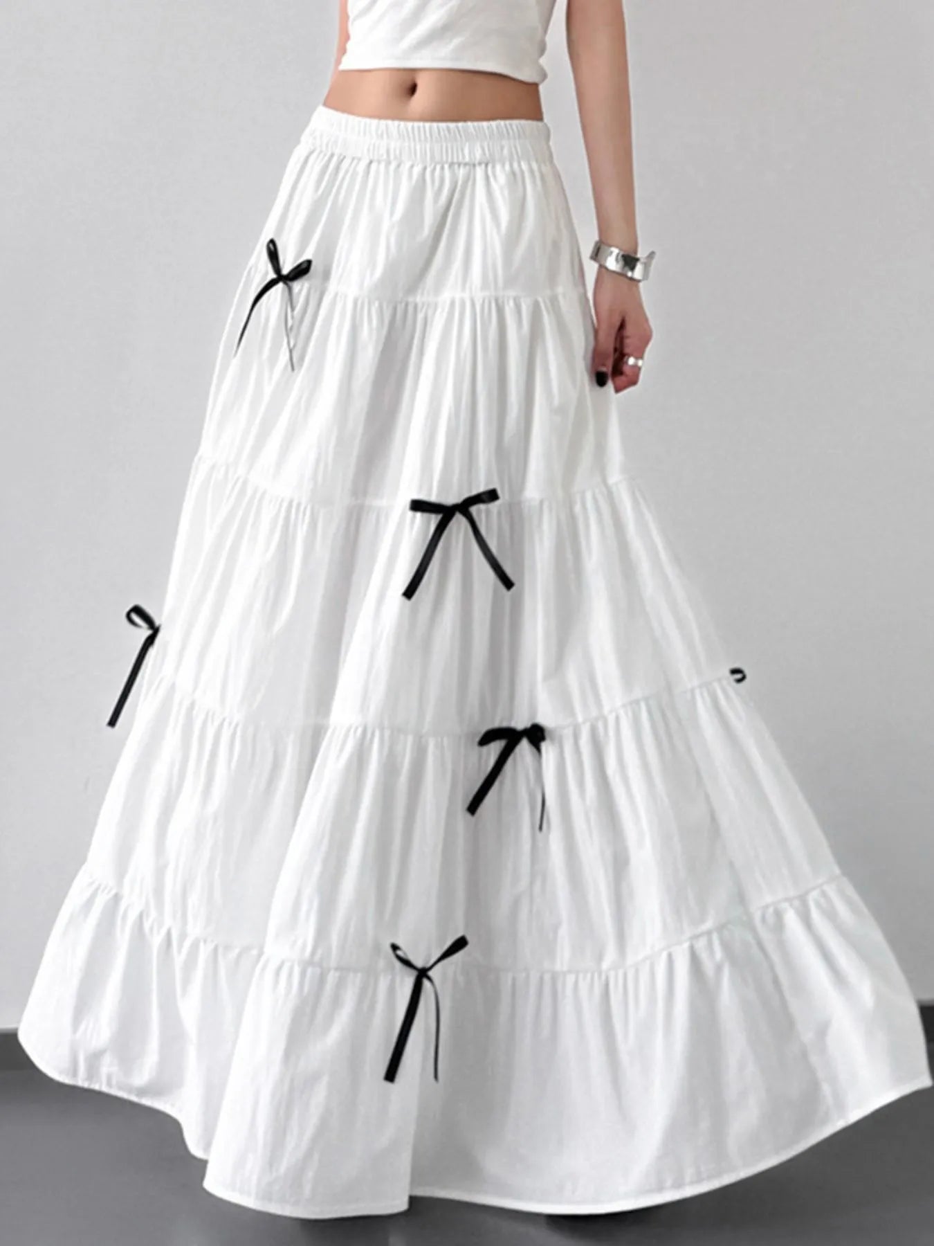 Tiered Bow Maxi Skirt - LODIMAE FASHION 