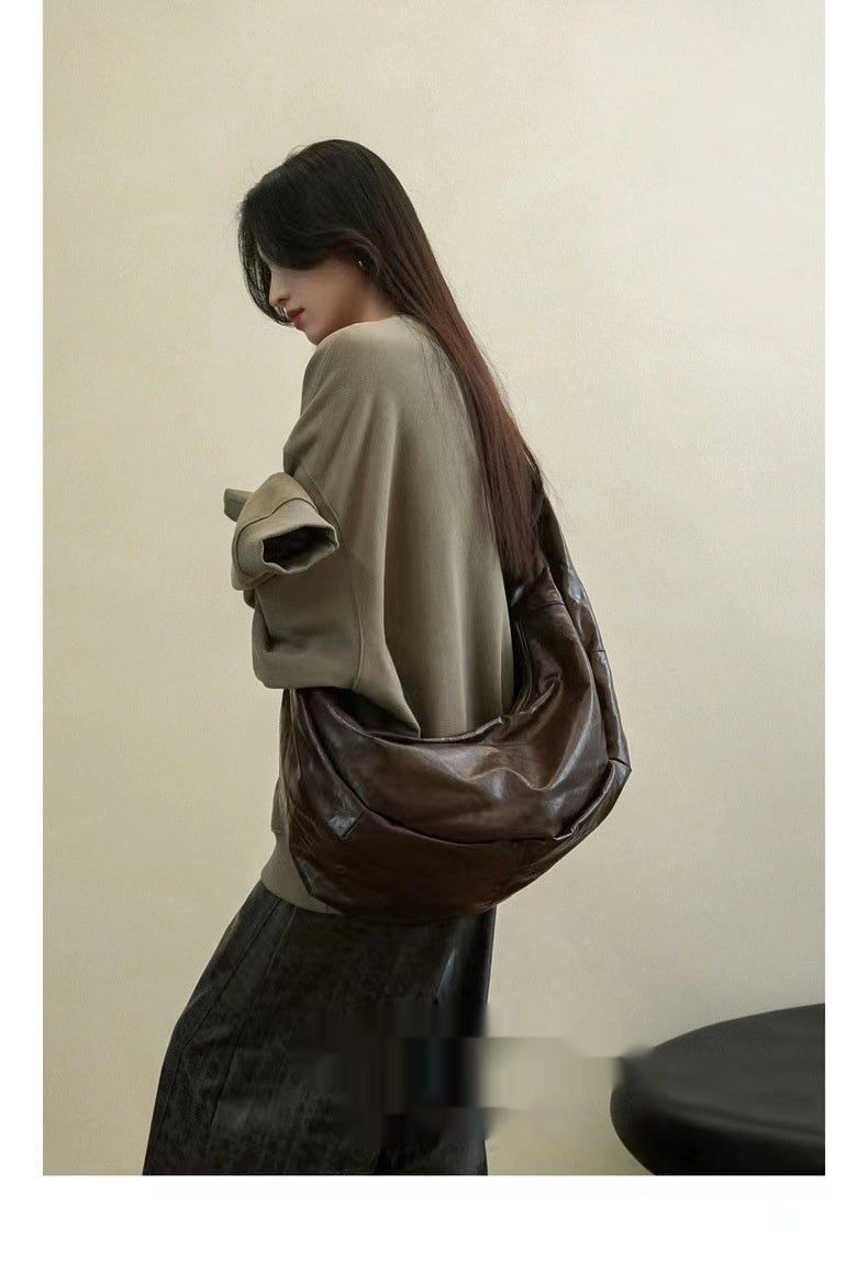 Cute Korean Y2K Oil Wax Leather Shoulder Messenger Bag - LODIMAE FASHION 