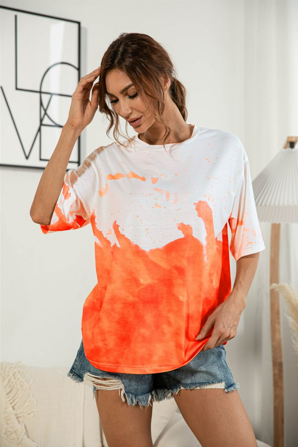 Tie-Dye Round Neck Tee Shirt - LODIMAE FASHION 
