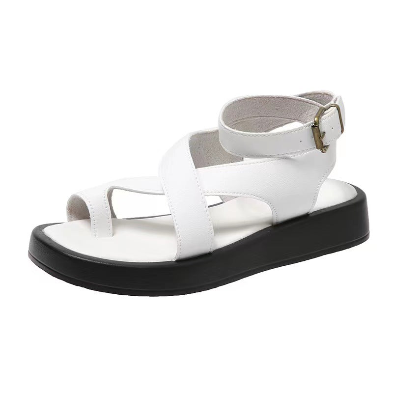Women's sandals, size 24, polyurethane thick-soled casual style, worn outside with toe loops and les - LODIMAE FASHION 