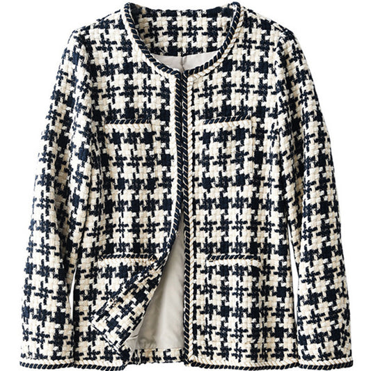 Houndstooth Small Fragrance Jacket Women Clothing - LODIMAE FASHION 