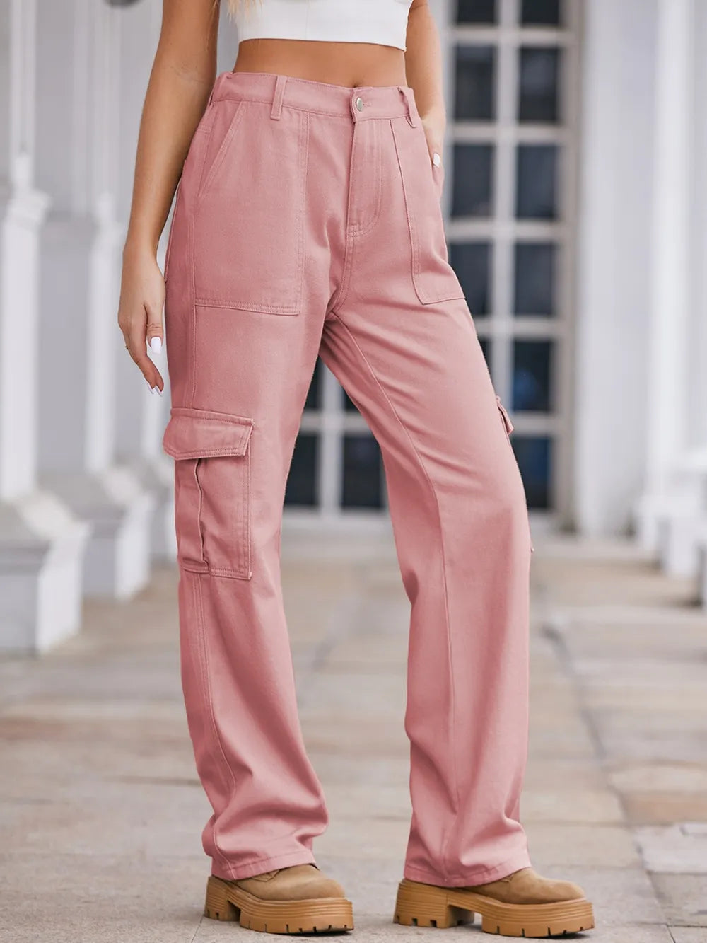 Straight Denim Cargo Pants - LODIMAE FASHION 