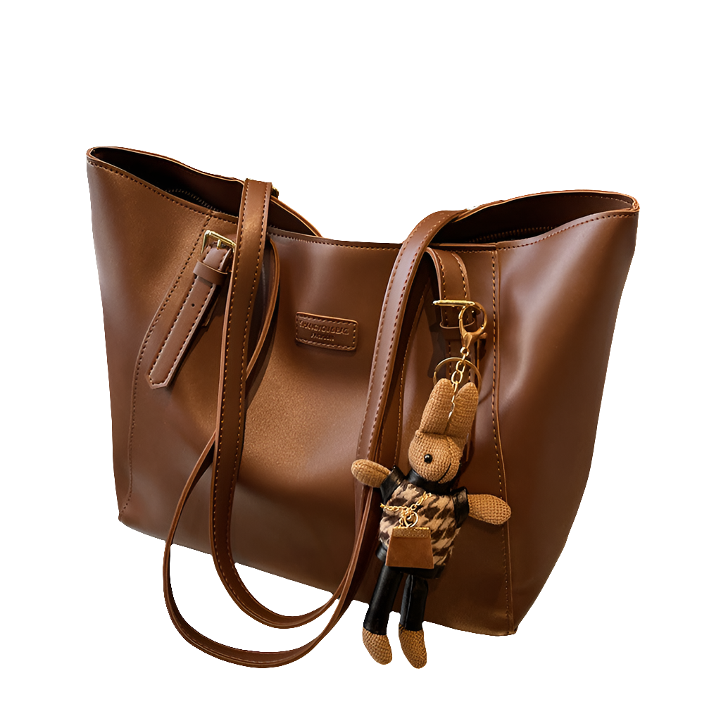 Extra Large Leather Laptop Tote Bag - Everyday Shoulder Bag with Zipper - LODIMAE FASHION 