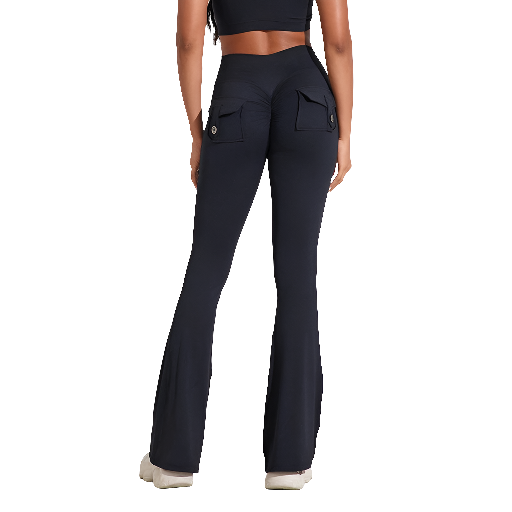 Women's pocket bell bottoms yoga high waisted hip lifting - LODIMAE FASHION 