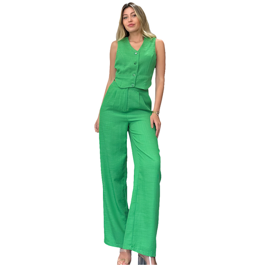 Women's fashion casual sleeveless slim solid color vest pants high-grade women's two-piece summer set - LODIMAE FASHION 