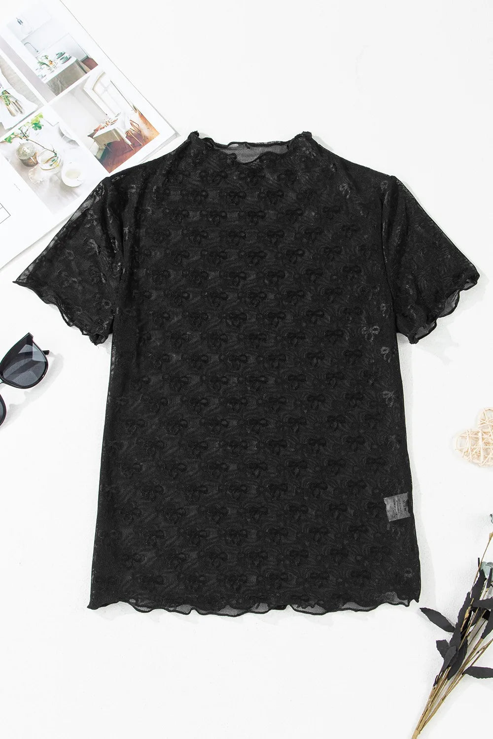 Sheer Mesh Short Sleeve Top - LODIMAE FASHION 