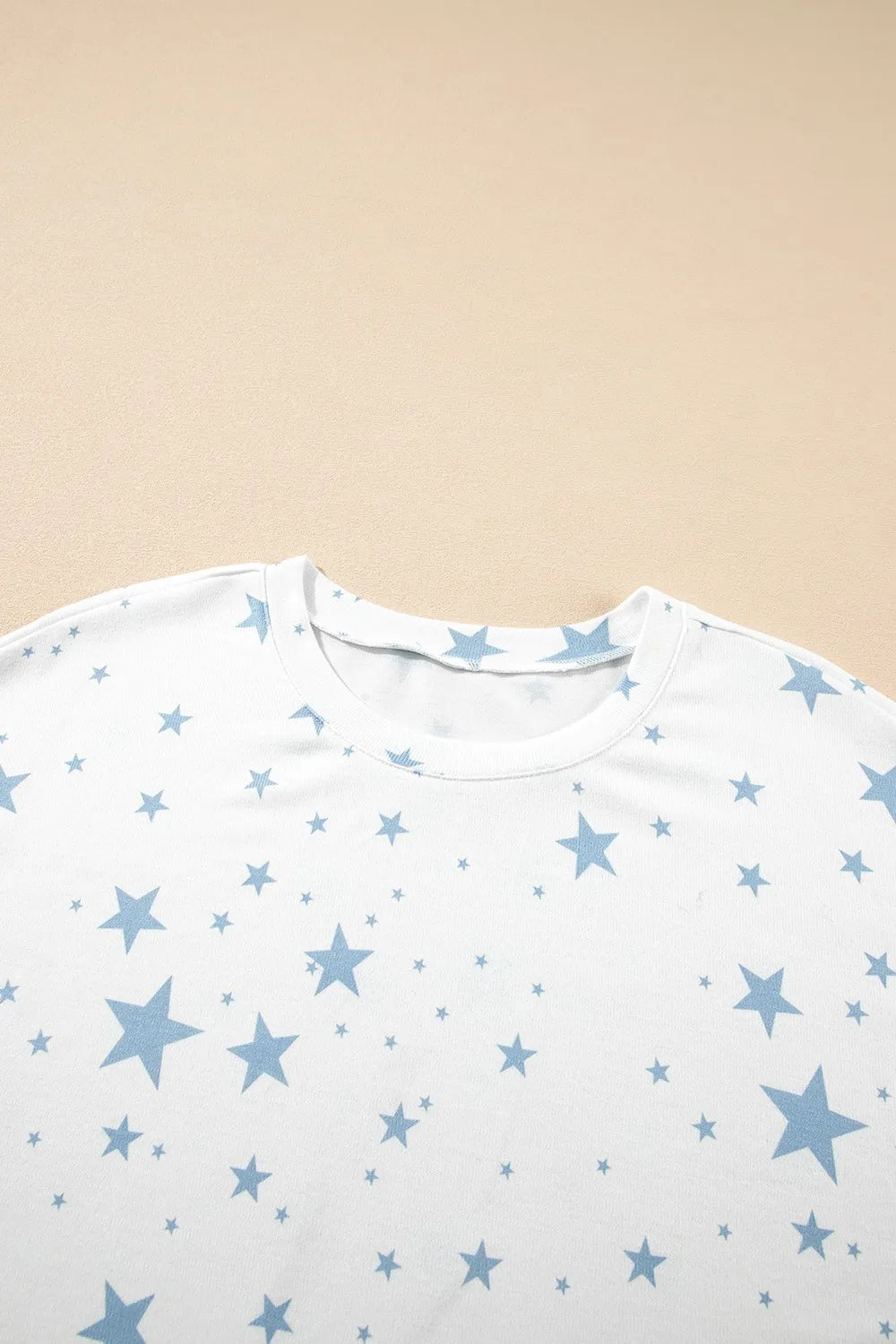 Stars Print Drop Shoulder Oversized T Shirt with Slits - LODIMAE FASHION 