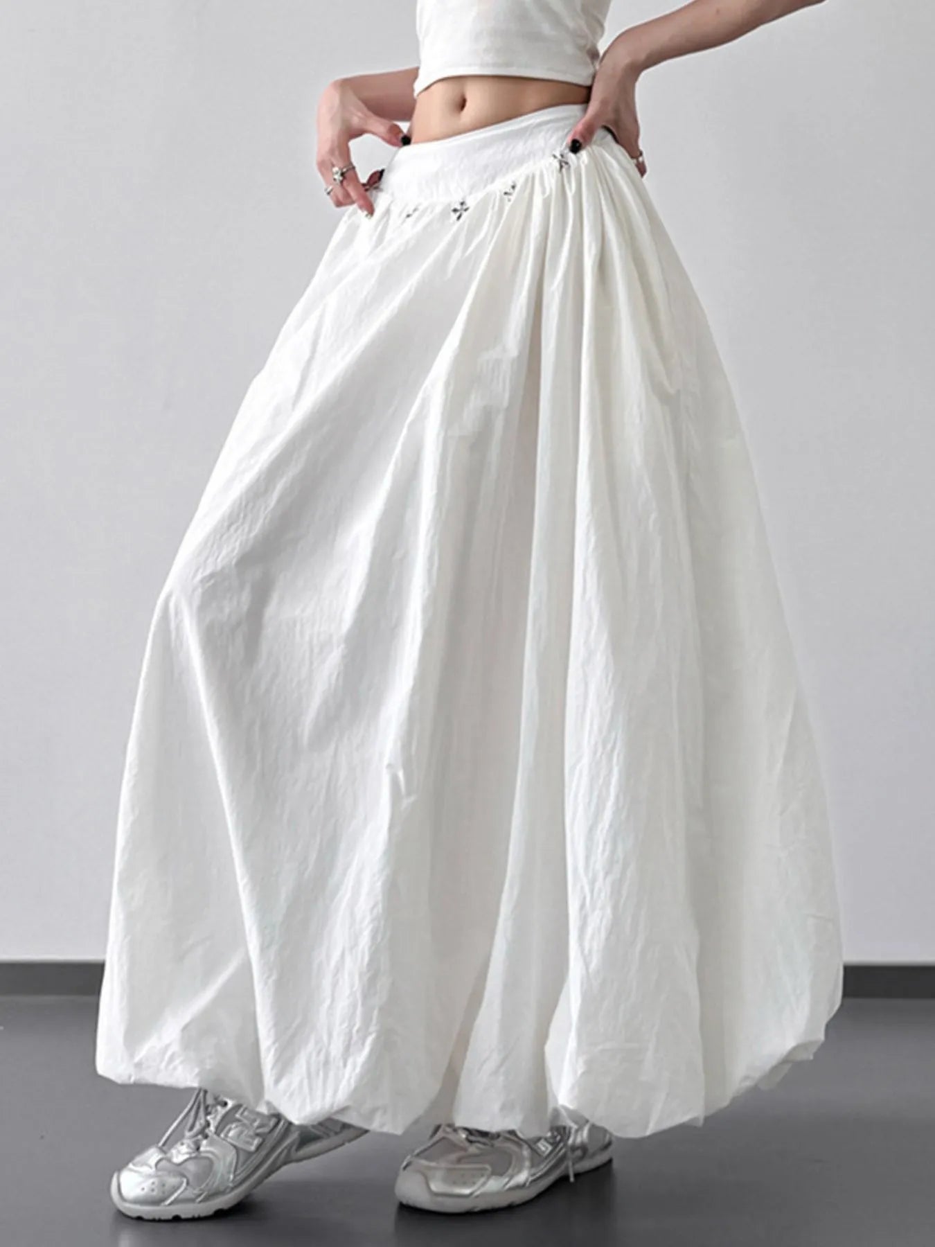 Elastic Waistband Bubble Maxi Skirt - LODIMAE FASHION 