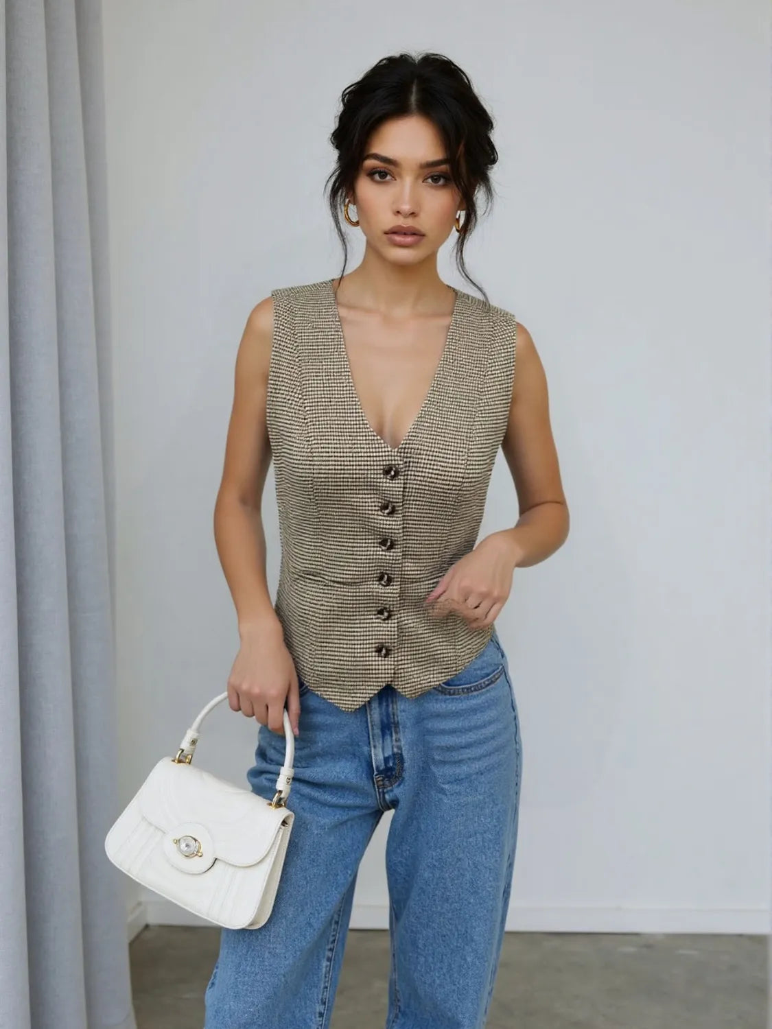 Plaid Button Down Vest - LODIMAE FASHION 