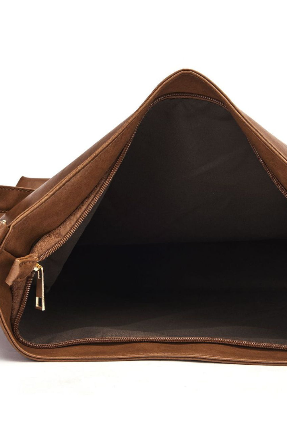 Women's Large Caramel PU Leather Laptop Tote Bag with Zipper - LODIMAE FASHION 
