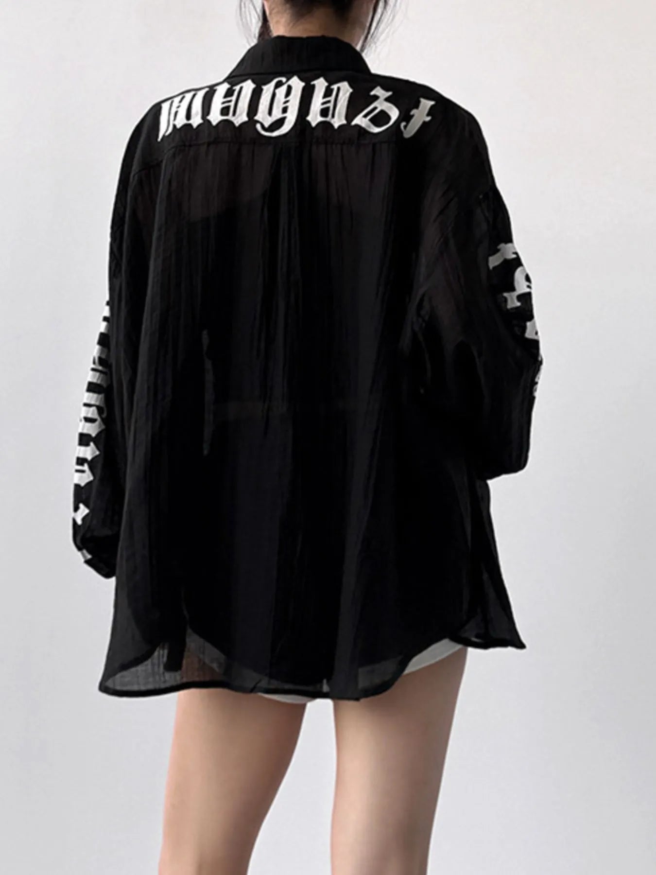 Button-Up Long Sleeve Oversized Shirt - LODIMAE FASHION 
