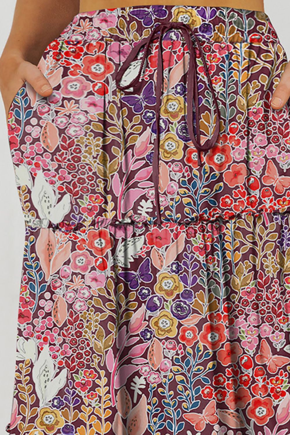 Floral Frill Trim Tiered Maxi Skirt - LODIMAE FASHION 