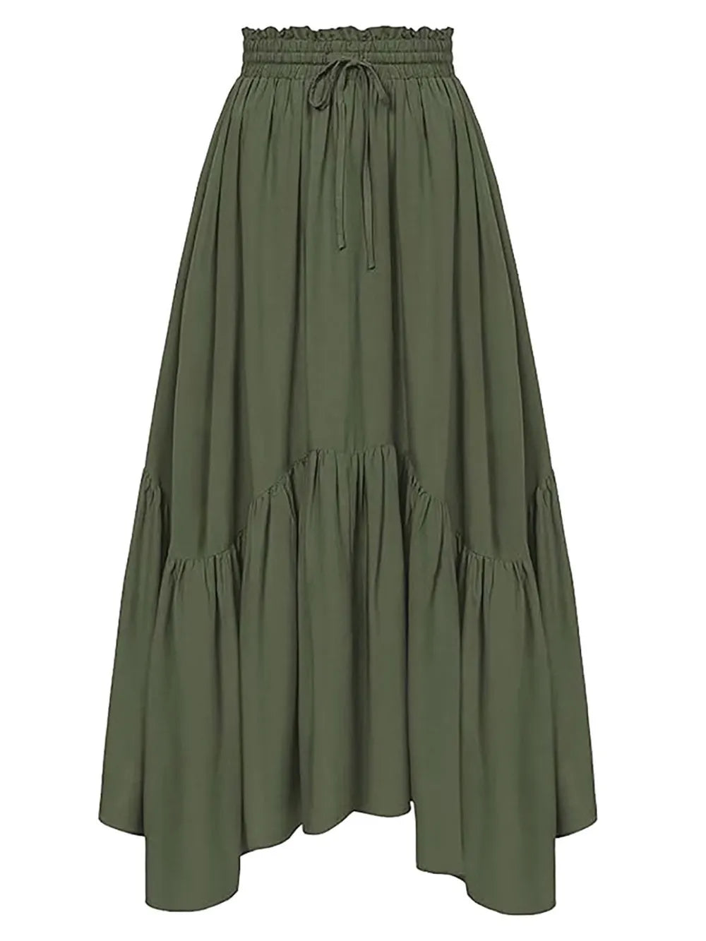 Smocked Waist Band Ruched Layered Skirt - LODIMAE FASHION 