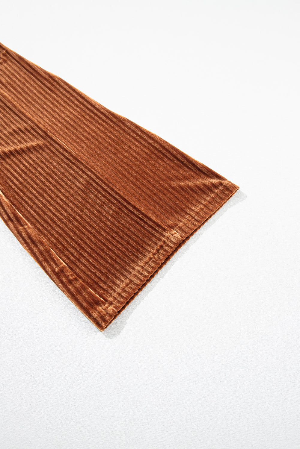 Chestnut Solid Color High Waist Corduroy Flare Pants - LODIMAE FASHION 