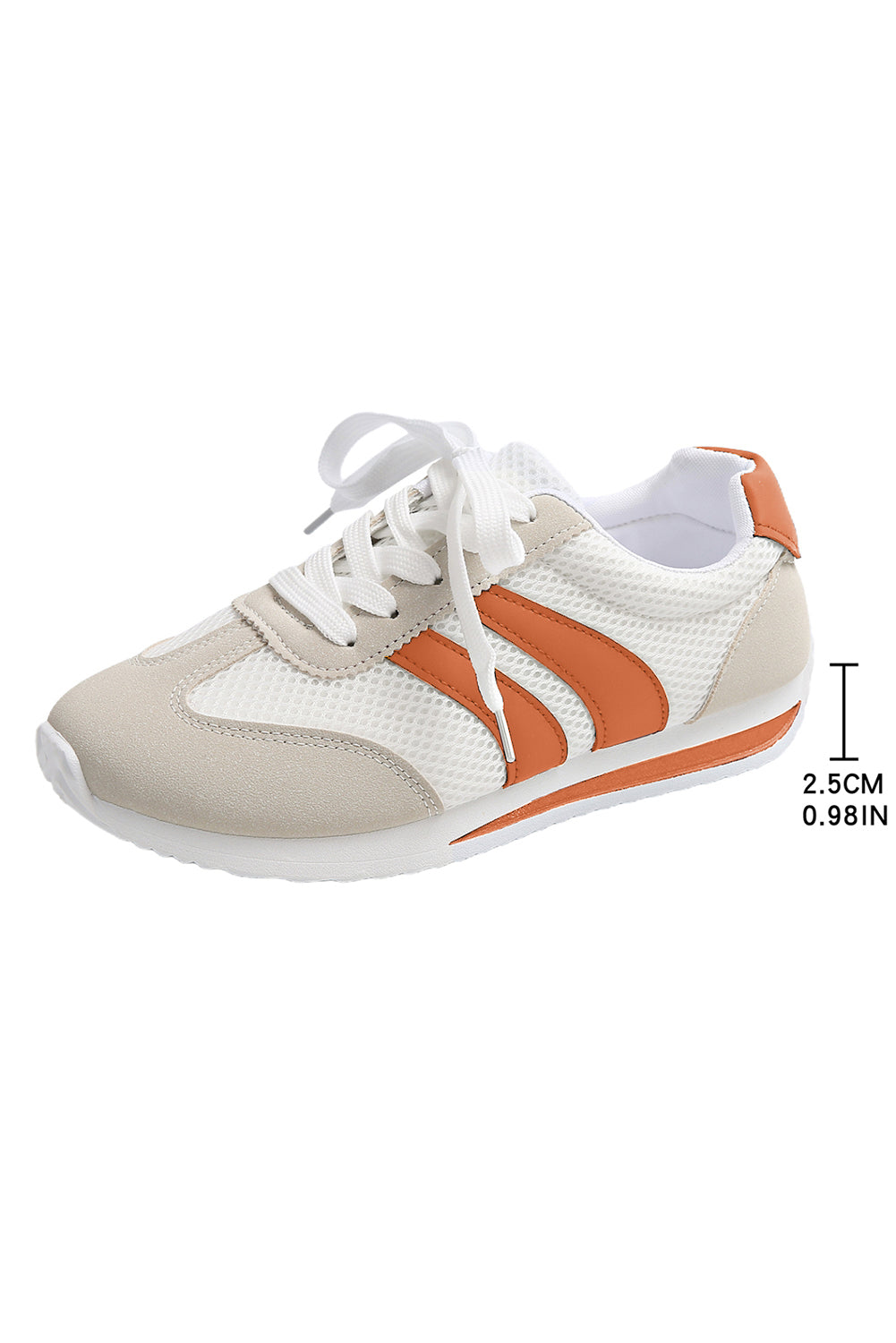 White Patchwork Breathable Lace Up Sneakers - LODIMAE FASHION 