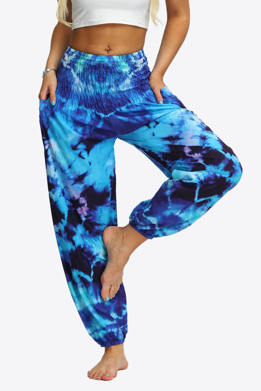 Tie-Dye Smocked Joggers - LODIMAE FASHION 