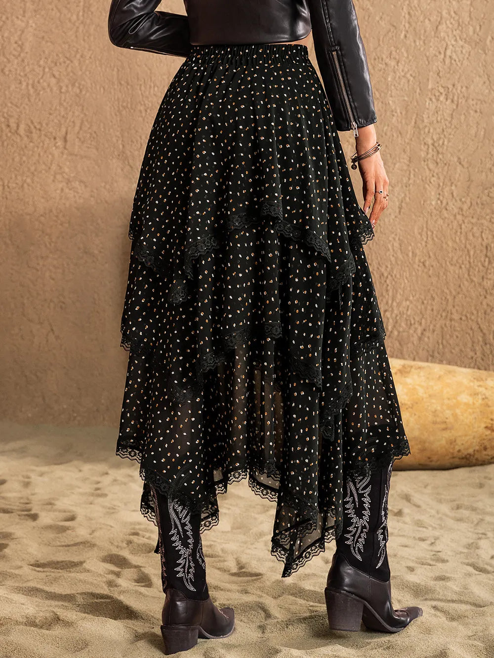 Lace Detail Layered Midi Skirt - LODIMAE FASHION 