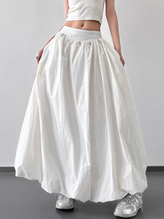 Elastic Waistband Bubble Maxi Skirt - LODIMAE FASHION 