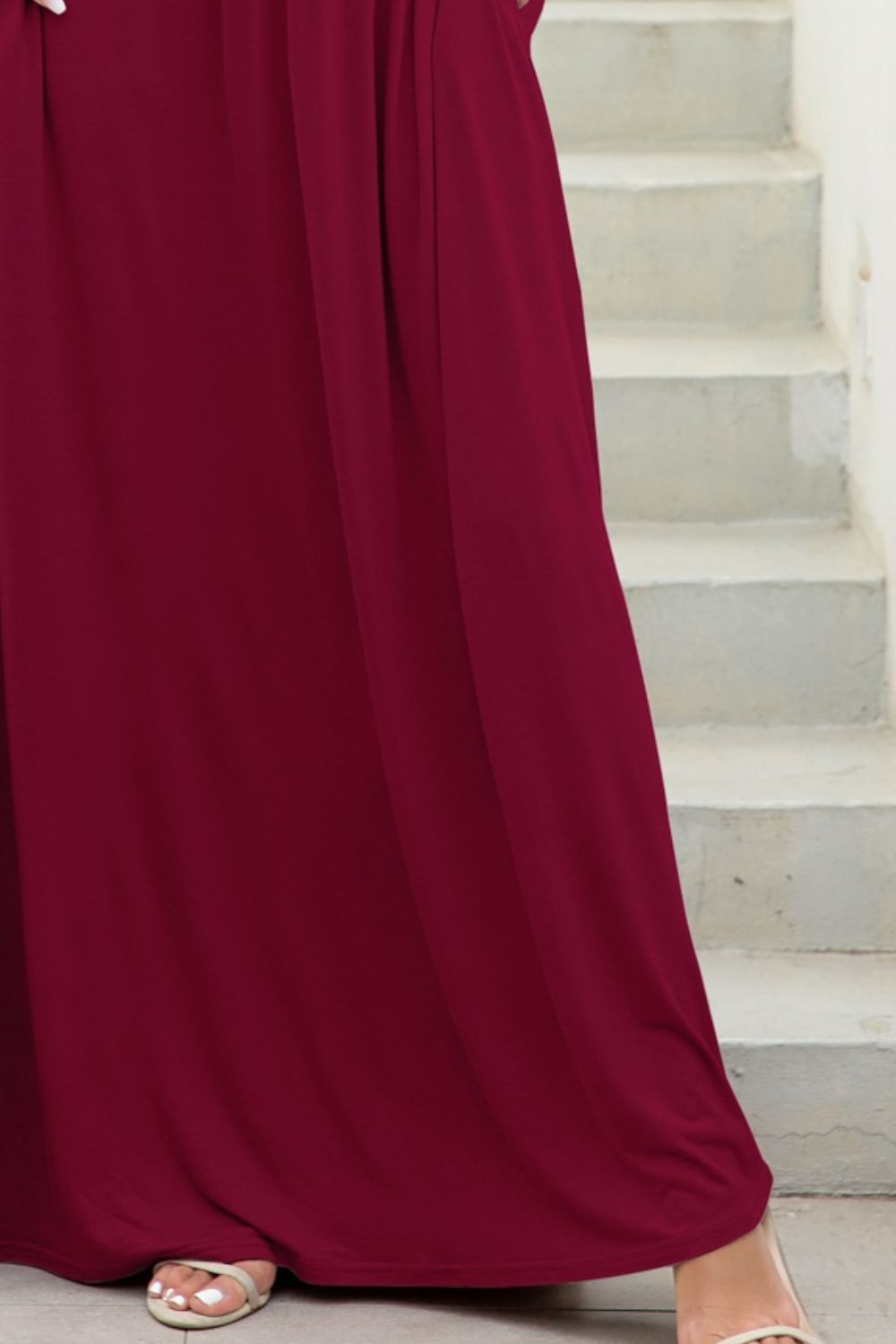 Round Neck Maxi Tee Dress with Pockets - LODIMAE FASHION 