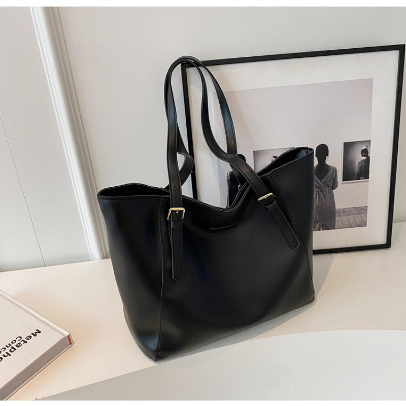 Extra Large Leather Laptop Tote Bag - Everyday Shoulder Bag with Zipper - LODIMAE FASHION 