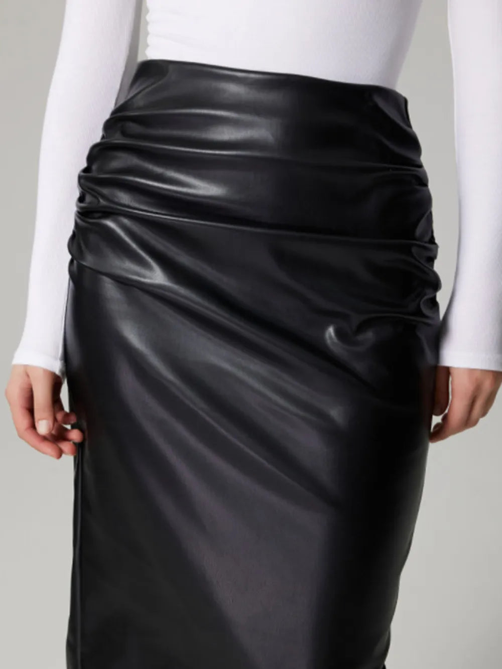 Slit Back Ruched Midi Skirt - LODIMAE FASHION 