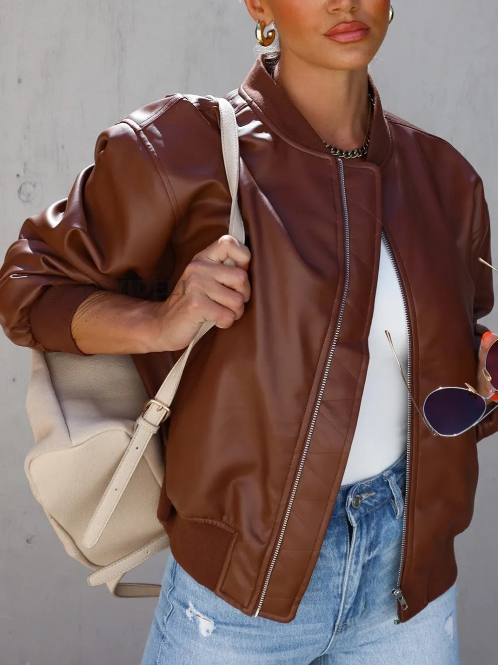 Zip Up Long Sleeve Jacket - LODIMAE FASHION 