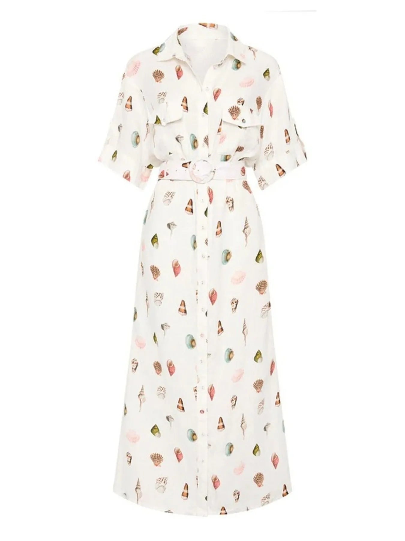 Printed Button Up Maxi Shirt Dress - LODIMAE FASHION 