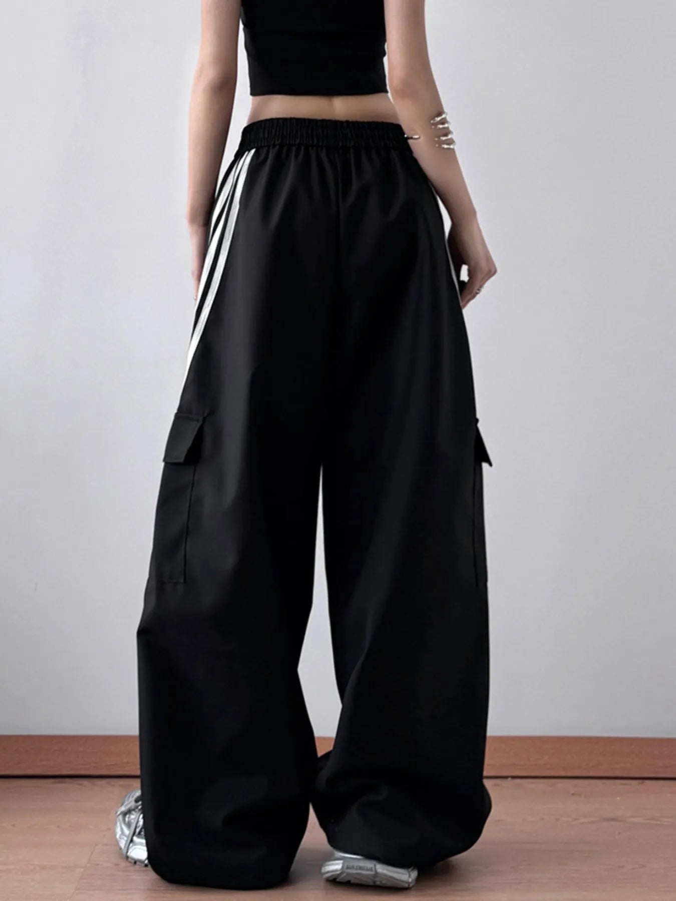 Striped Wide Leg Cargo Pants - LODIMAE FASHION 