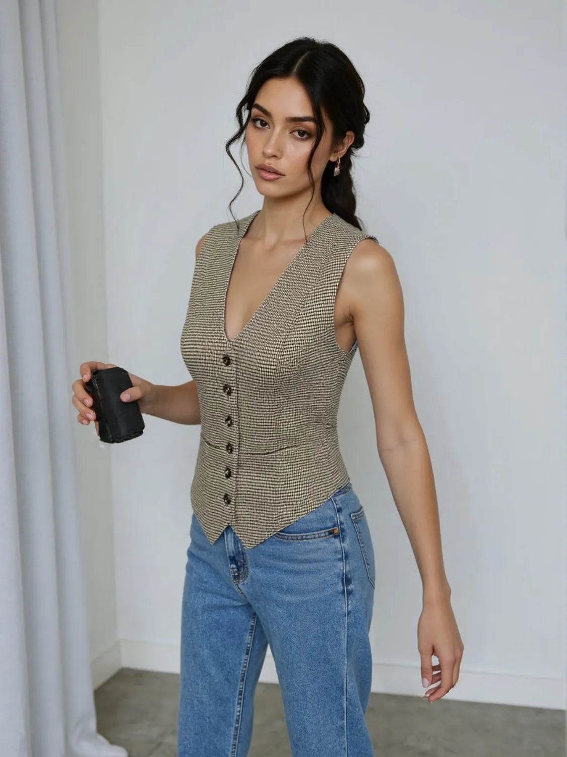 Plaid Button Down Vest - LODIMAE FASHION 