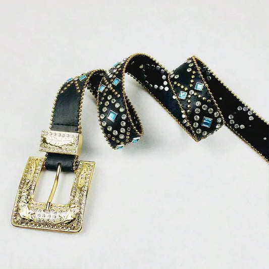 Rhinestone PU Leather Belt - LODIMAE FASHION 